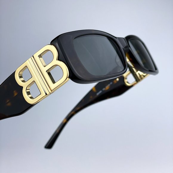 Balenciaga BB0096S 002 BRAND NEW Sunglasses Havana Gold Green Rectangle Unisex main image 9